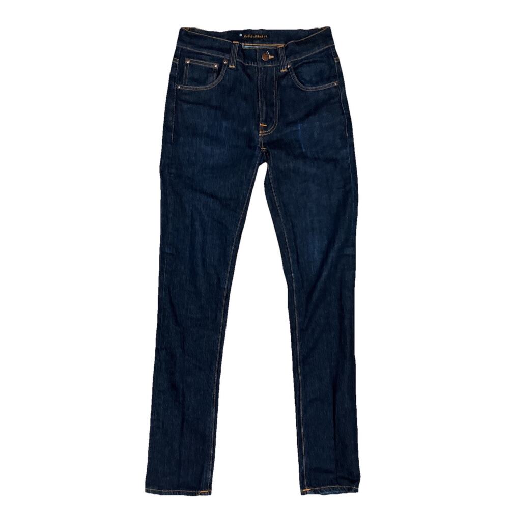 Nudie Jeans Dark Blue Wash Denim Skinny Fit‎ Stretch Jeans Italy Made 27x29 Fade